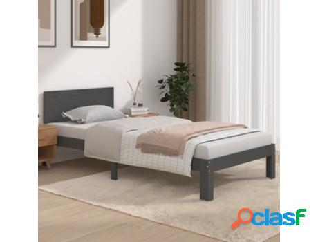 Estructura de Cama VIDAXL individual madera maciza gris