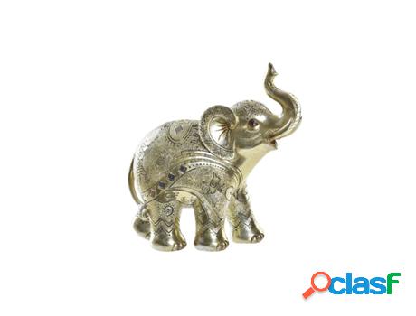 Figura Decorativa Dkd Home Decor Elefante Dorado Resina (24