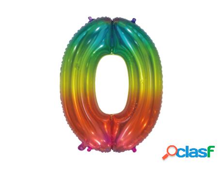 Globo WEFIESTA Alumínio Transparente Número 0 Arco-Íris