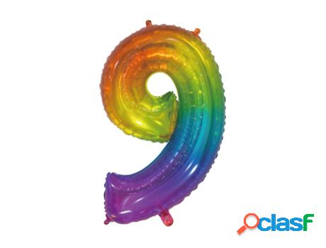 Globo WEFIESTA Alumínio Transparente Número 9 Arco-Íris