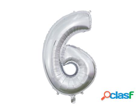 Globo WEFIESTA Foil Plateado Número 6