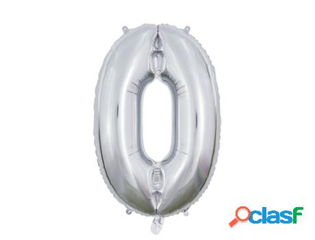 Globo WEFIESTA Plateado Número 0