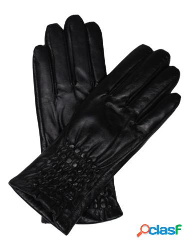 Guantes De Piel Con Fruncido Para Mujer Negro 7