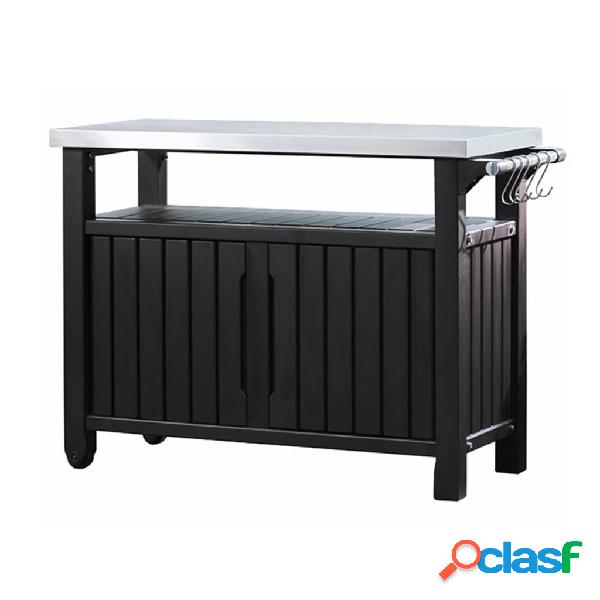 Keter Mesa de jardín multifuncional para barbacoa Unity XL