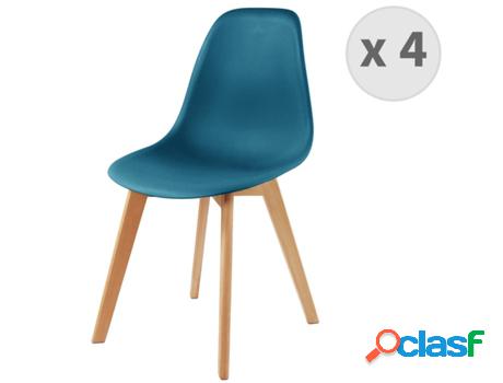 Lena-Silla Escandinava Azul Patas De Haya (X4)