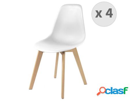 Lena-Silla Escandinava Blanca Patas De Haya (X4)