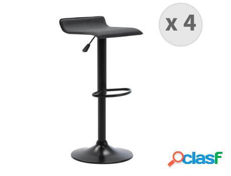 Leo-Taburetes De Bar De Diseã±O Ajustable Negro Pu Patas