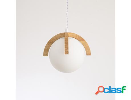 Lámpara Colgante LEDKIA (Blanco - E14 - 25 W - Madera -