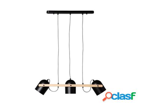 Lámpara Colgante LEDKIA (Negro - E27 - 3x40 W - Madera -