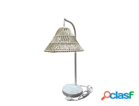 Lámpara de Mesa LEDKIA (Blanco - E27 - 40 W - Ratán -