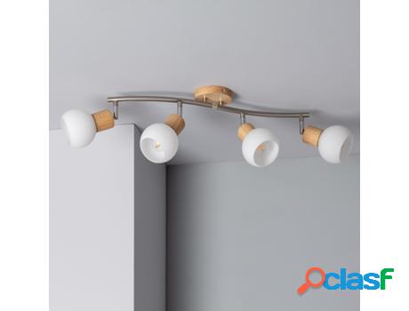 Lámpara de Techo LEDKIA (Blanco - E14 - 4x40 W - Madera -