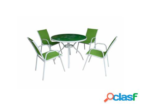 Mesa 100 cm + 4 sillones africa verde conjunto