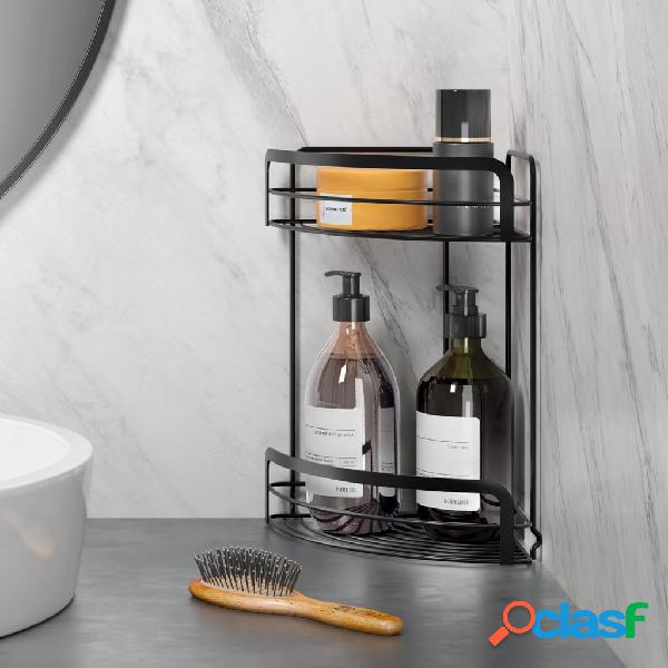 Metaltex Estantería esquinera para ducha de 2 niveles negro