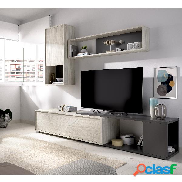 Mueble de Salón TV Flexible Dekit Obi Gris Grafito