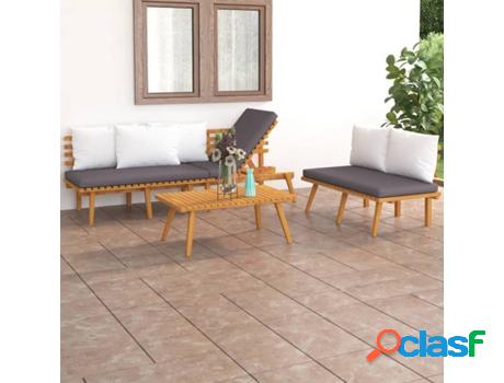 Muebles de Jardín VIDAXL 3 piezas con cojines madera maciza