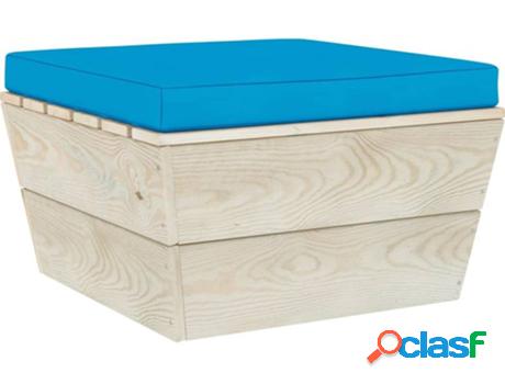 Otomana VIDAXL Con Cojín 3063376 (Azul - Madera - 60 x 60 x