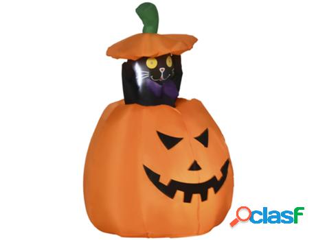 Outsunny Calabaza Inflable De Halloween Con Gato Altura