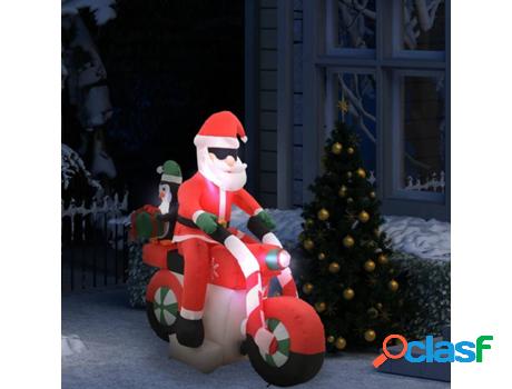 Papá Noel en Moto Inflable VIDAXL Luces LED (Tela - 160 cm)