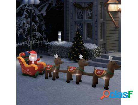 Papá Noel y Reno Inflable VIDAXL Luces LED (Tela - 490 cm)