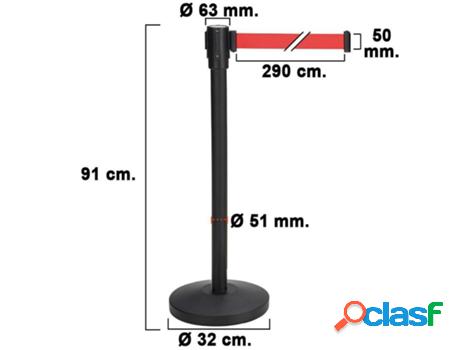 Poste separador cinta extensible 3 metros. ø base 32 cm. ø