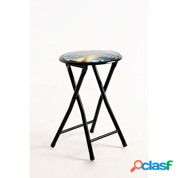 RegalosMiguel - Taburete plegable PVC brillo negro tropical