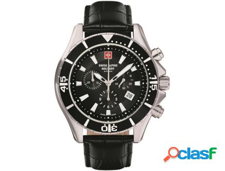 Reloj SWISS ALPINE MILITARY Hombre (Piel Genuína - Negro)