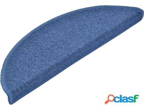 Set 15 Alfombras de Escalera VIDAXL Liso Semicircular (Azul