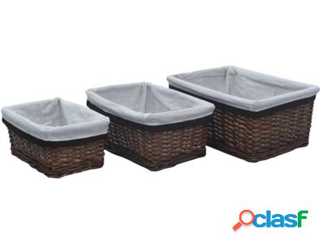 Set 3 Cestas VIDAXL Árbol de Sauce Castaño (Mimbre -
