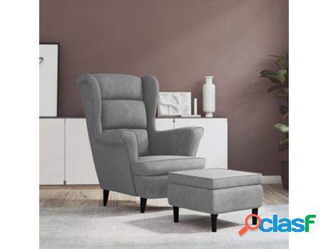 Sillón VIDAXL orejero y taburete Gris (Terciopelo - 81 x 90