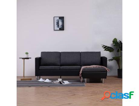 Sofá VIDAXL 282205 Cuero Artificial Negro (Plazas: 3)