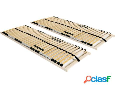 Somier de Láminas VIDAXL (Beige - Madera - Compatible con