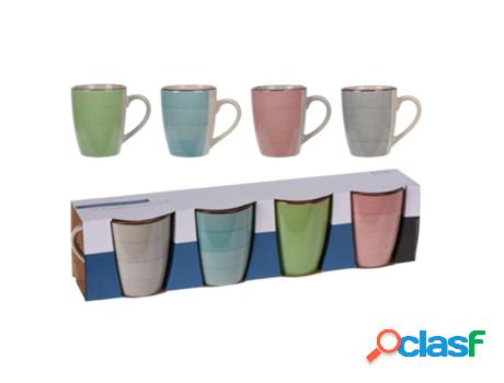 Tazas mug loza 36 cl 4 piezas surtidas lote 4