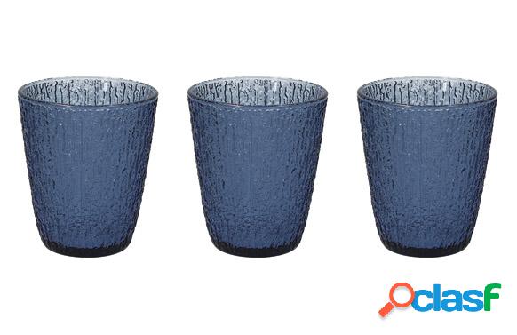 Vaso de vidrio Color Davor Azul 3 unidades