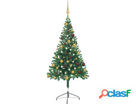 Árbol de Navidad VIDAXL con Luces LED y Bolas (Verde - 7x15