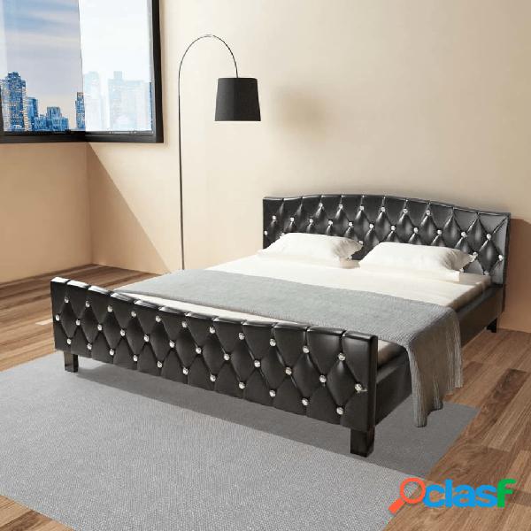 vidaXL Cama con colchón viscoelástico cuero sintético