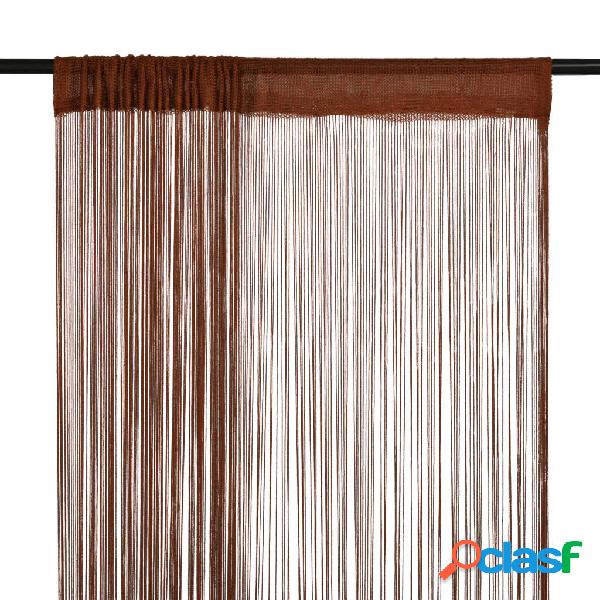 vidaXL Cortinas de flecos 2 piezas 140x250 cm marrón