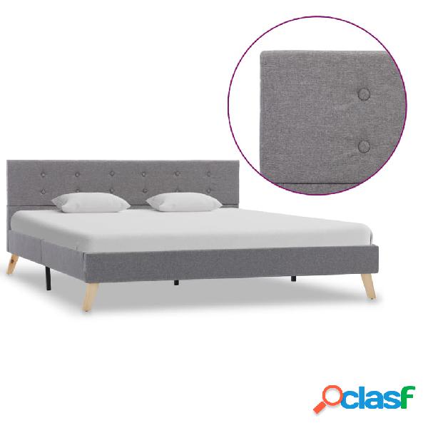 vidaXL Estructura de cama de tela gris claro 160x200 cm