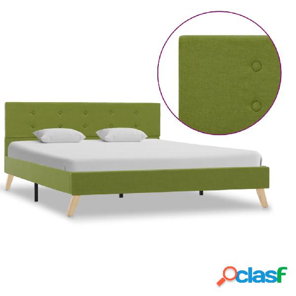vidaXL Estructura de cama de tela verde 140x200 cm