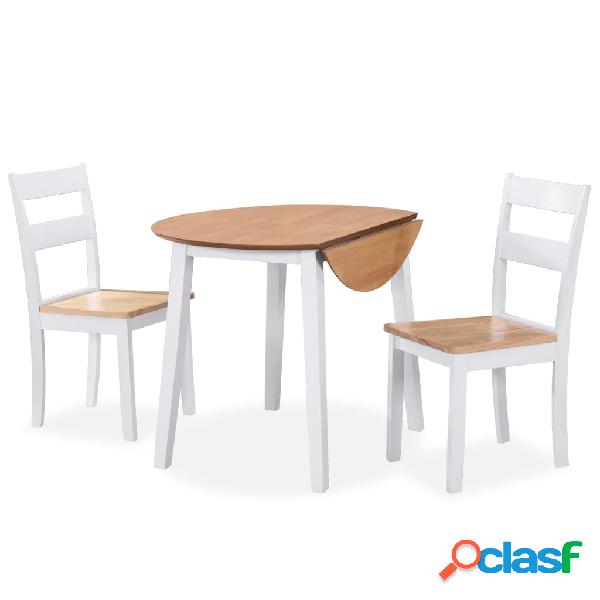 vidaXL Juego de comedor de MDF y madera de caucho 3 piezas