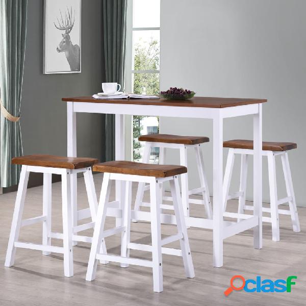 vidaXL Juego de mesa alta y taburete de cocina 5 pzas madera