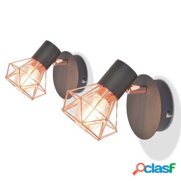 vidaXL Lámparas de pared 2 uds. con 2 bombillas de