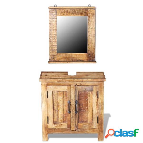 vidaXL Mueble de lavabo con espejo madera de mango maciza