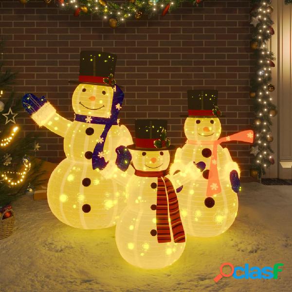 vidaXL Muñecos de nieve decorativos de Navidad con LED tela