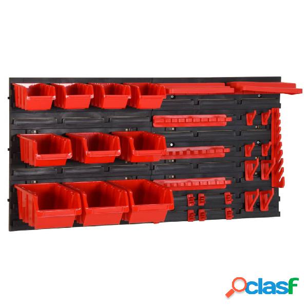 vidaXL Set estantes taller 35 pzas polipropileno rojo y