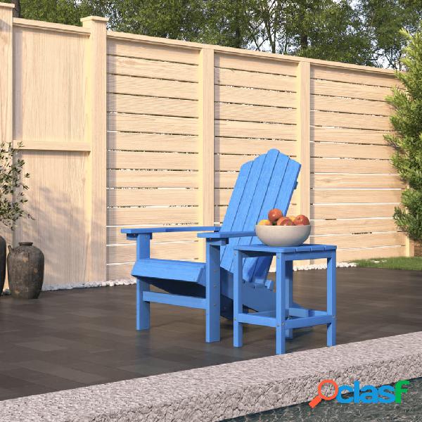 vidaXL Silla de jardín Adirondack con mesa HDPE azul