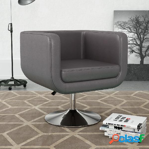 vidaXL Sillón giratorio de cuero artificial gris