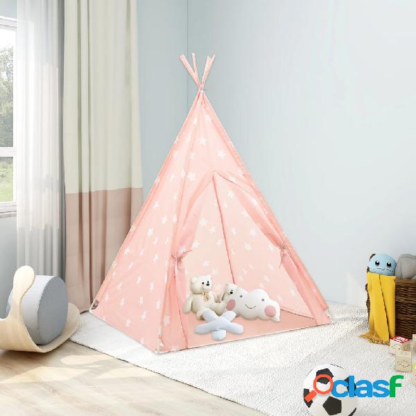vidaXL Tienda tipi para niños con bolsa poliéster rosa