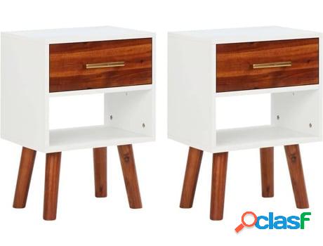 2 Mesitas de Noche ART PLANET Madera Acacia Maciza (40x30x45