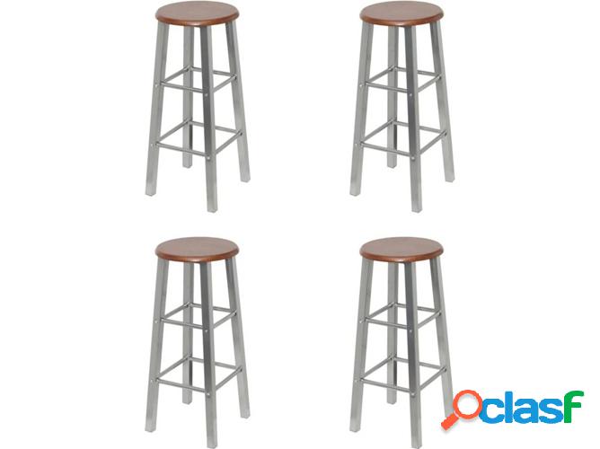 4 Bancos VIDAXL bar MDF plateado y marrón
