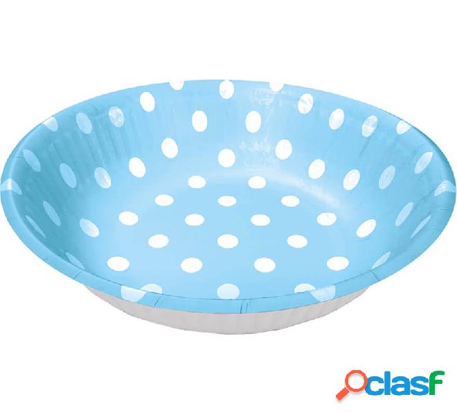 6 Bowls Celestes con Topos Blancos